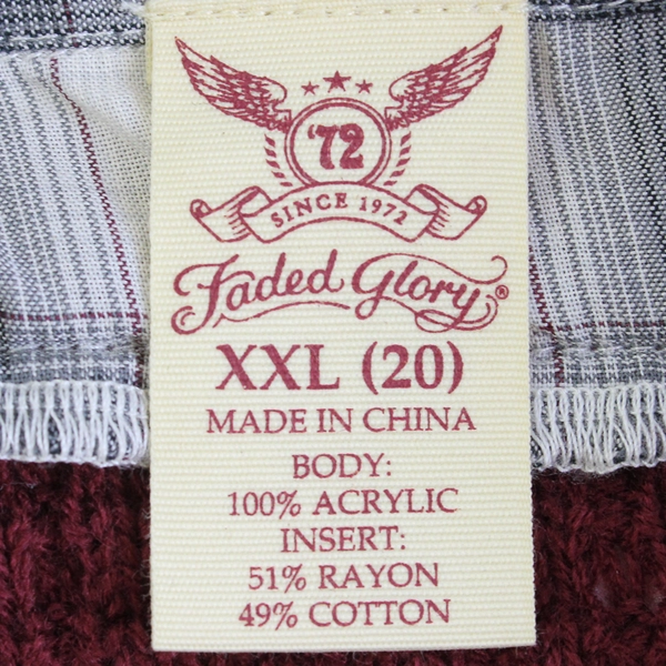 Faded Glory Burgundy Knit Sweater Fake Collared Shirt Women's 2XL 20