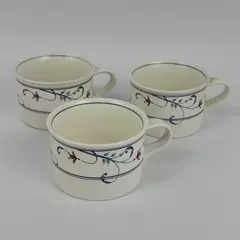Set Of 3 Mikasa Intaglio Annette Flat Coffee Cups Mugs CAC20