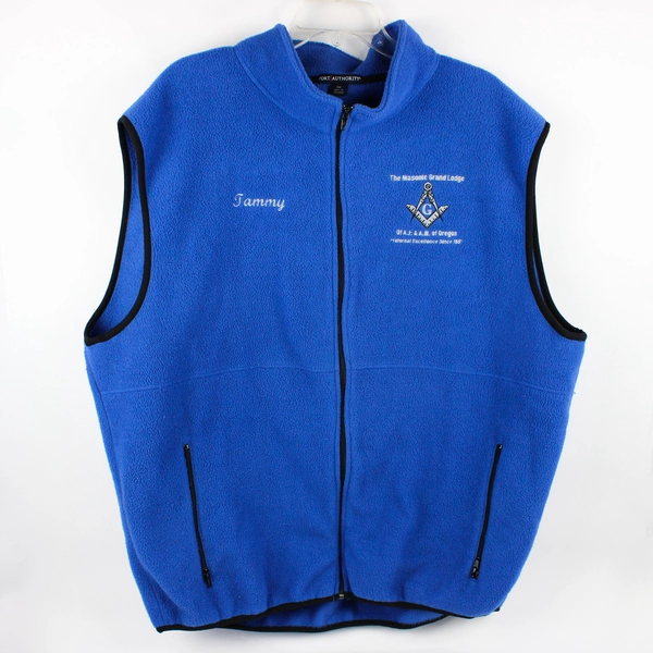 Port Authority Masonic Grand Lodge Blue Fleece Zip-Up Vest Women's 3XL