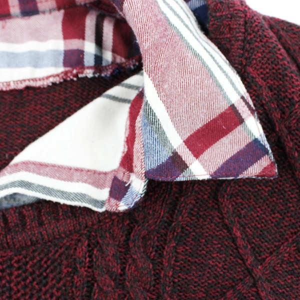 Faded Glory Burgundy Knit Sweater Fake Collared Shirt Women's 3X 22W-24W