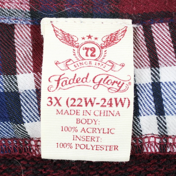 Faded Glory Burgundy Knit Sweater Fake Collared Shirt Women's 3X 22W-24W