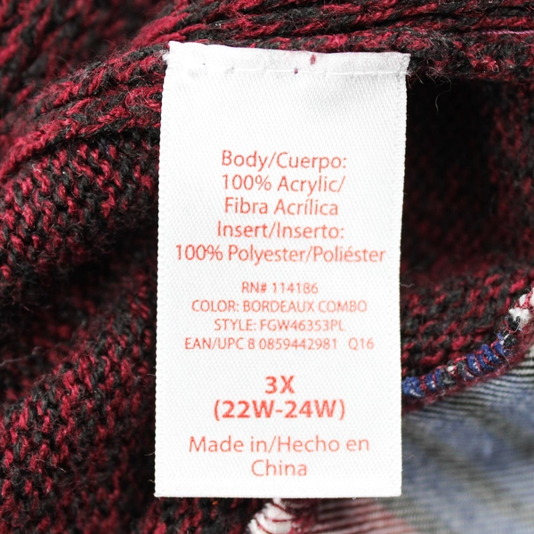 Faded Glory Burgundy Knit Sweater Fake Collared Shirt Women's 3X 22W-24W