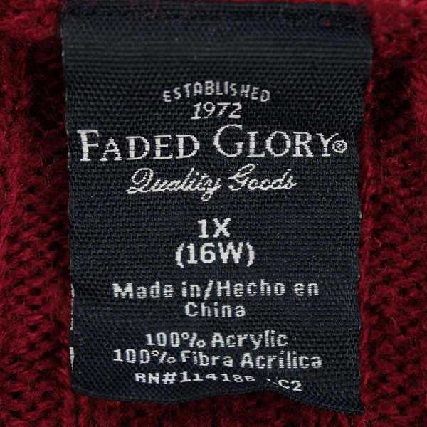 Faded Glory Dark Magenta Knit Cardigan Women's Size 1X 16W