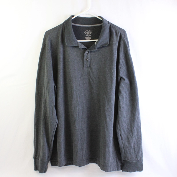 St. John's Bay Legacy Polo Long Sleeve Shirt Men's Size XL Charcoal Gray