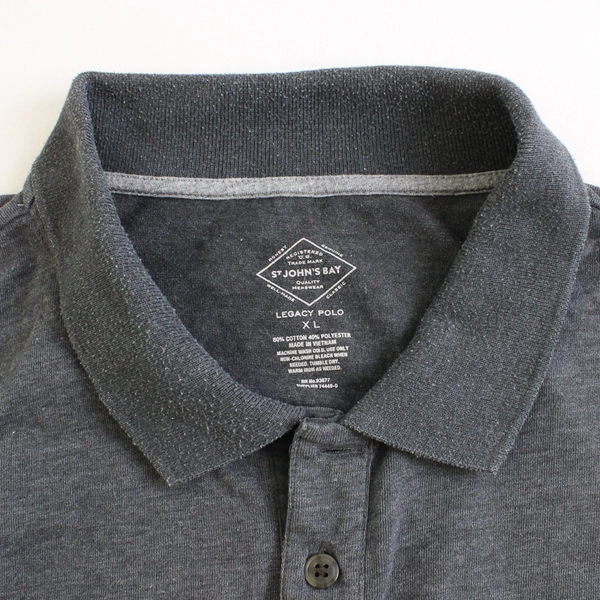 St. John's Bay Legacy Polo Long Sleeve Shirt Men's Size XL Charcoal Gray