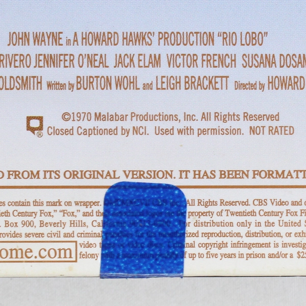 Rio Lobo VHS 1970 20th Century Fox Western John Wayne