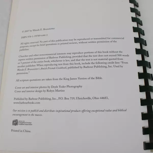 Amish Friends Cookbook by Wanda E Brunstetter Comb Binding Good Condition