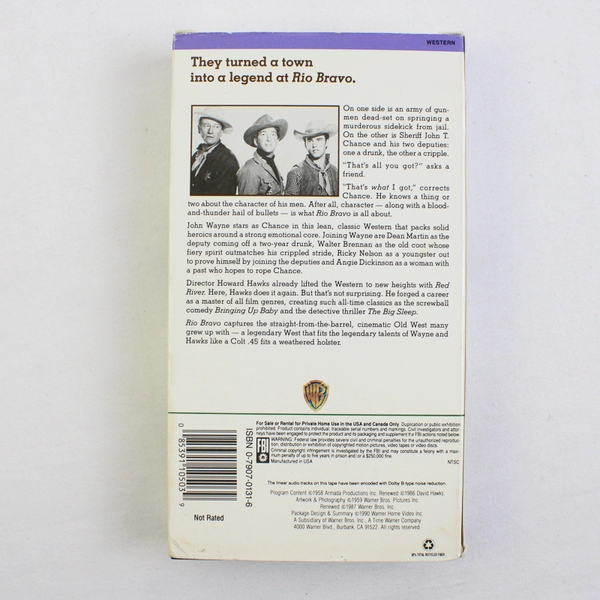 Rio Bravo VHS 1990 Warner Bros. Pictures John Wayne Dean Martin Western