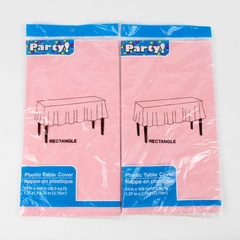 Lot Of 2 Matching Party! Solid Pink Plastic Tablecloth Rectangular 54" x 108"