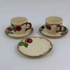 Lot of 2 Franciscan Apple Earthenware Cups and 3 Saucers California USA