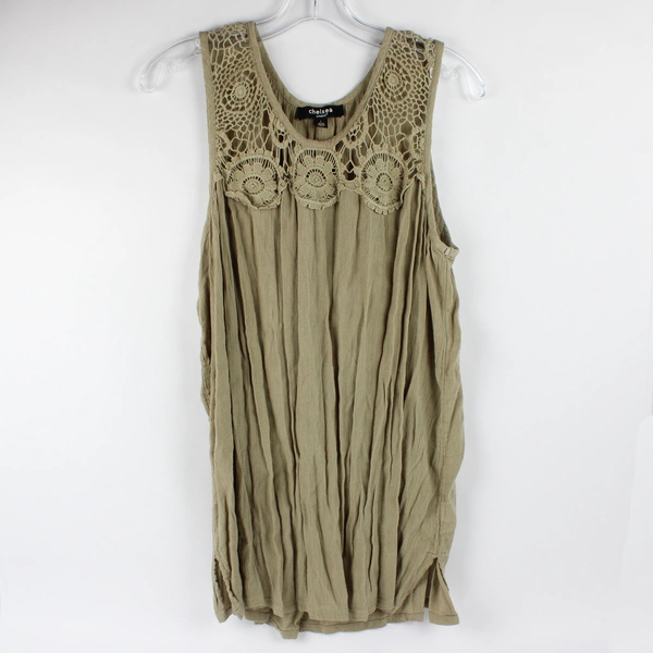 Chelsea Studio Beige Crocheted Neckline Tank Women's Large 18/20