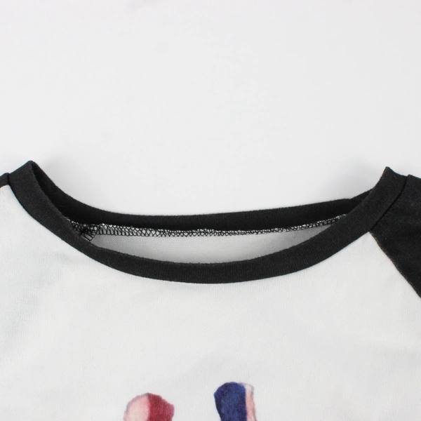 Multicolor Giraffe Graphic Raglan Crew Neck Sweater Women's 5XL