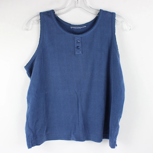 Blue Tank Top Button Accent Women's Size Large