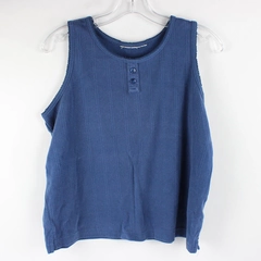 Blue Tank Top Button Accent Women's Size Large