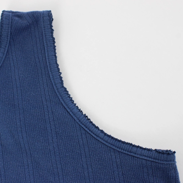 Blue Tank Top Button Accent Women's Size Large