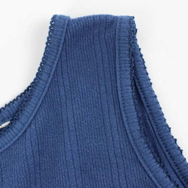 Blue Tank Top Button Accent Women's Size Large