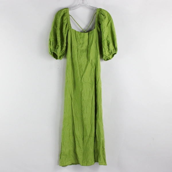 FRNCH Paris Bright Green Puff Sleeve Square Neck Dress Women's Size XS