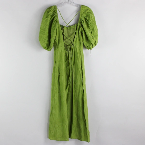 FRNCH Paris Bright Green Puff Sleeve Square Neck Dress Women's Size XS