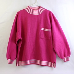 Pacer Women’s Pullover Sweatshirt Size L Pink & White Striped Accents Mock Neck