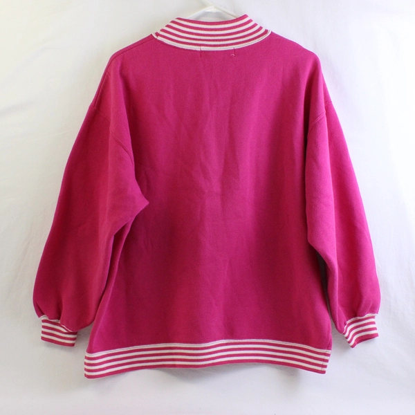 Pacer Women’s Pullover Sweatshirt Size L Pink & White Striped Accents Mock Neck