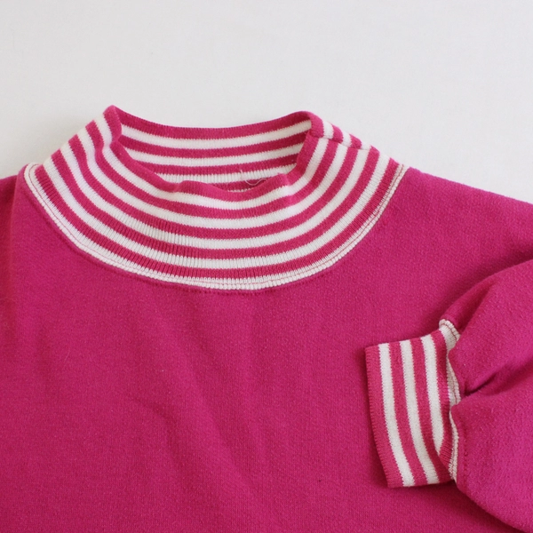 Pacer Women’s Pullover Sweatshirt Size L Pink & White Striped Accents Mock Neck