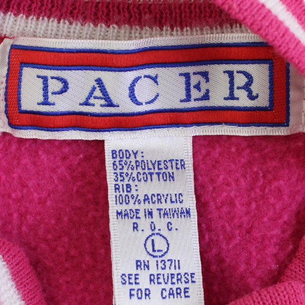 Pacer Women’s Pullover Sweatshirt Size L Pink & White Striped Accents Mock Neck