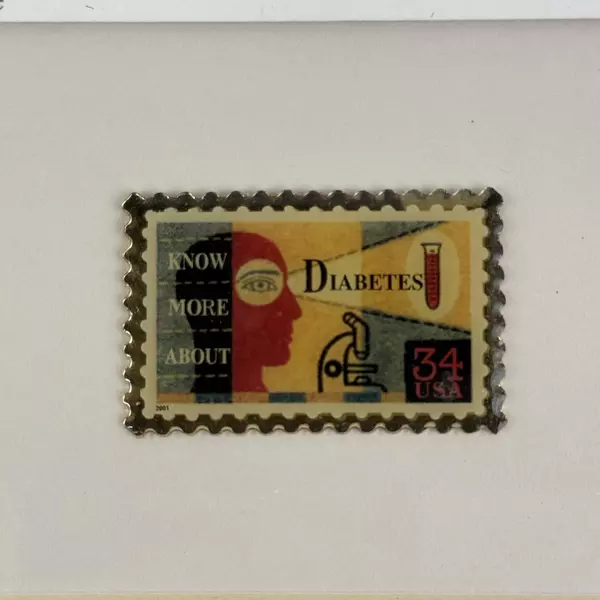 Framed Colorano Silk Cachet First Day Issue Diabetes Awareness Envelope and Pin