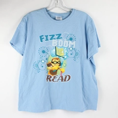 Port & Company Fizz Boom Read Baby Blue Graphic T-Shirt Women's XL