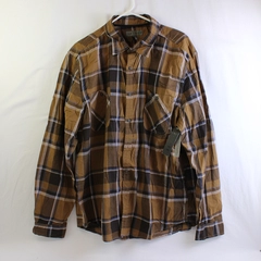 Decree Button Up Shirt Brown White Plaid Men’s Size XXL NWT 100% Cotton