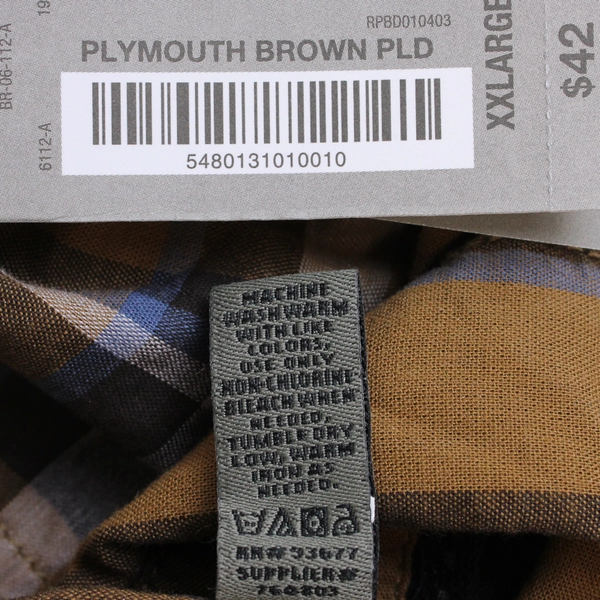 Decree Button Up Shirt Brown White Plaid Men’s Size XXL NWT 100% Cotton