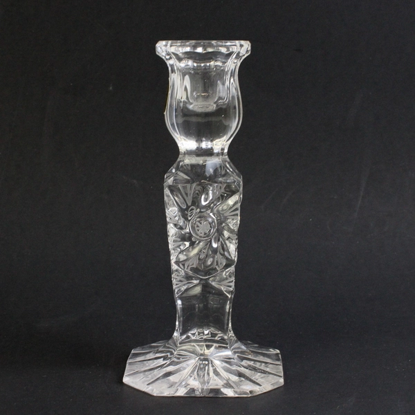 Crystal Candle Holder by Lucyna 24% Lead From Poland, 3" x 6" 