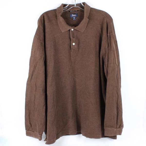 Bass Men’s Long Sleeve Dark Brown Polo Size XL