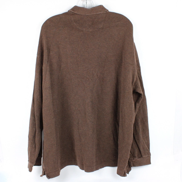 Bass Men’s Long Sleeve Dark Brown Polo Size XL