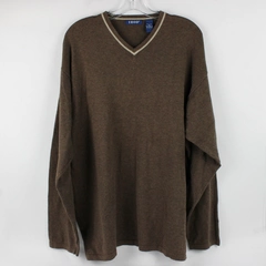 IZOD V-Neck Sweater Long Sleeve Brown Men's Size XL