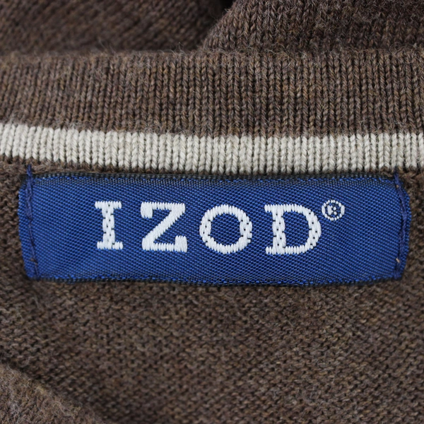 IZOD V-Neck Sweater Long Sleeve Brown Men's Size XL