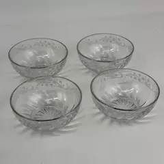 Set of 4 Clear Glass Spiral Lily Of The Valley Fruit Bowls With Platinum Rims