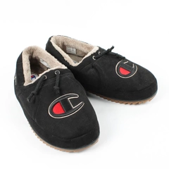 Champion Adult University Slippers Hoodie Look Solid Black Color Unisex Size 10