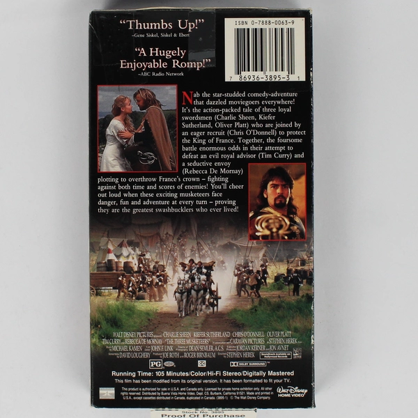 The Three Musketeers VHS Tape