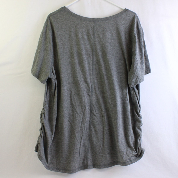 Terra & Sky Gray Short-Sleeve Ruched Sides T-Shirt Women's 20W-22W