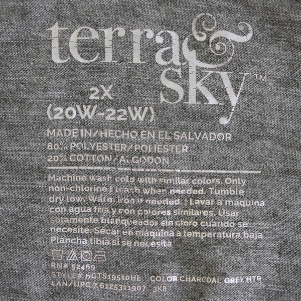 Terra & Sky Gray Short-Sleeve Ruched Sides T-Shirt Women's 20W-22W