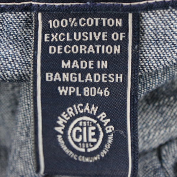 American Rag Men's 100% Cotton Blue Denim Button Up Jacket With Black Hood