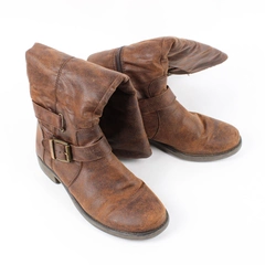 Seville Solid Brown Color Faux Leather Riding Boots Mid Calf Women's Size 7.5M