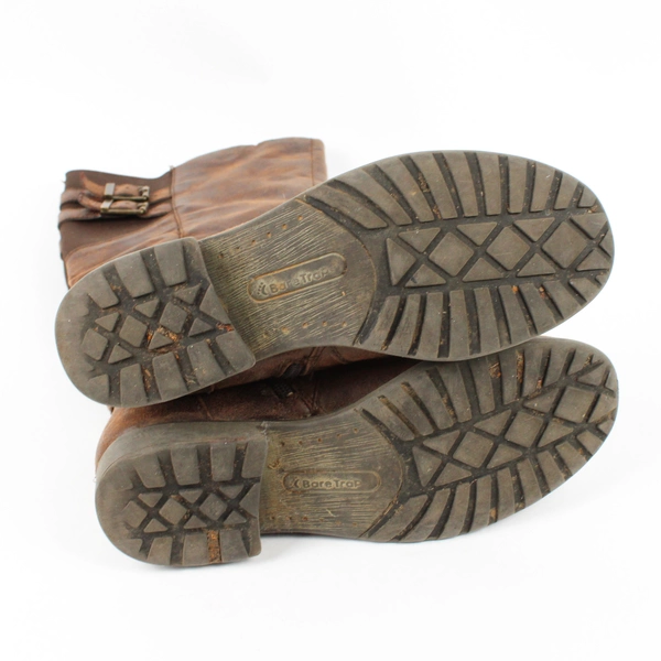 Seville Solid Brown Color Faux Leather Riding Boots Mid Calf Women's Size 7.5M