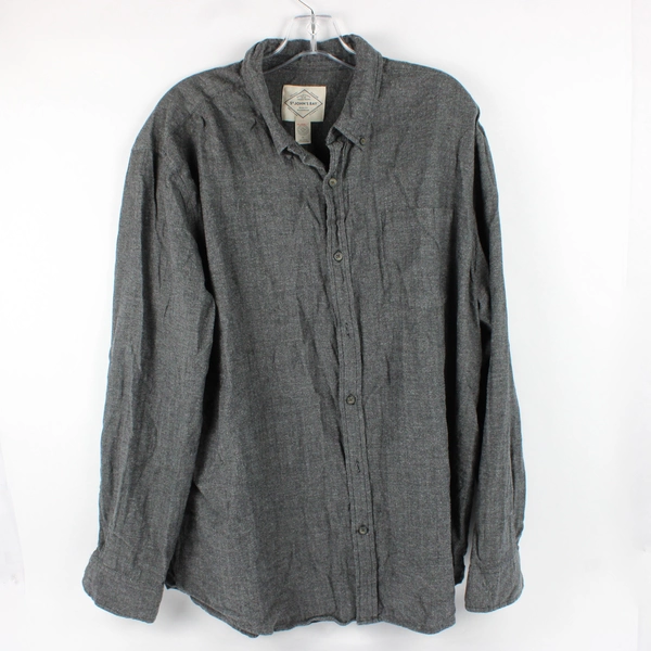 St John's Bay Men's Long Sleeve Button Down Shirt Black Gray Herringbone Size XL