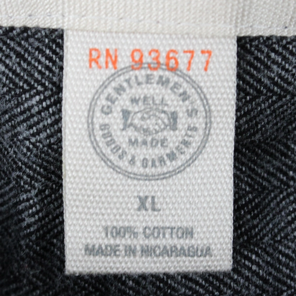 St John's Bay Men's Long Sleeve Button Down Shirt Black Gray Herringbone Size XL