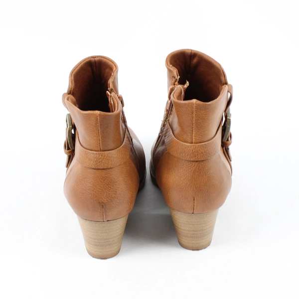 Baretraps Raelynn Ankle 2" Heel Boots Solid Brown Faux Leather Women's Size 6M