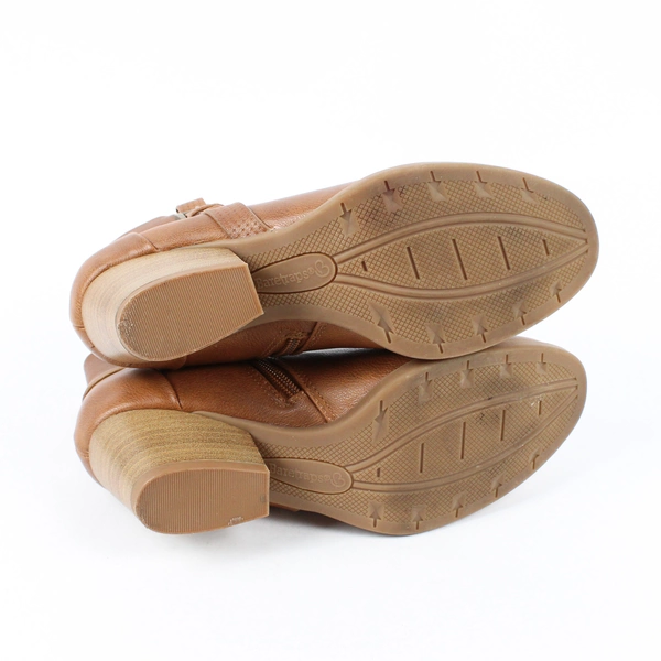 Baretraps Raelynn Ankle 2" Heel Boots Solid Brown Faux Leather Women's Size 6M