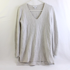 Old Navy Light Gray Long-Sleeve V-Neck Knit Top Women's Size Small