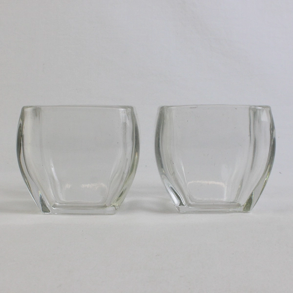Lot of 2 Small Heavy Glass Matching Bowls Vases