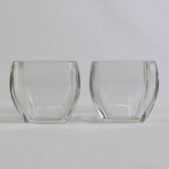 Lot of 2 Small Heavy Glass Matching Bowls Vases